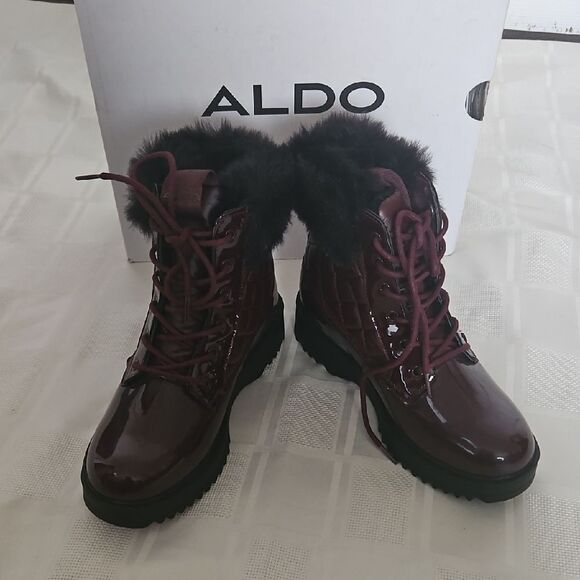 Aldo Women's Burgundy Quilted Boots - Picture 4 of 16